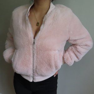 Pink Fuzzy Bomber Jacket